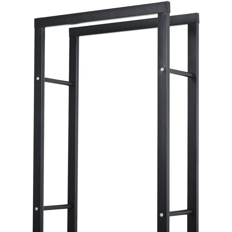 Range bûches porte bois vertical intérieur 60 x 25 x 150 cm supporte 100 kg montage rapide moderne en métal époxy noir 21_0001107