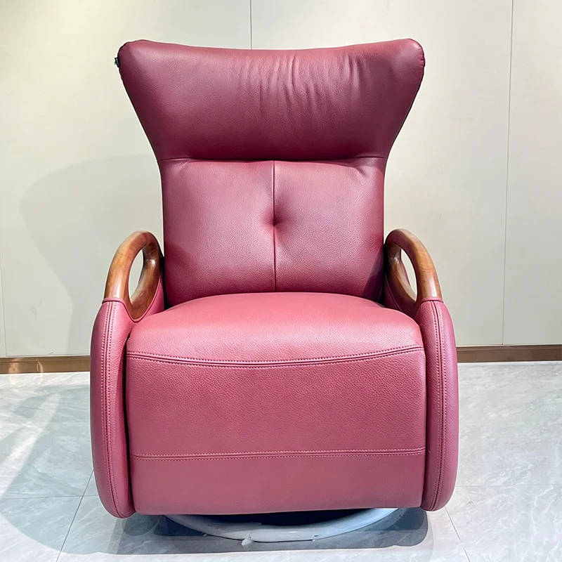 Contemporary Scandinavian Functional Accent Chair: Swivel Design & Reclining Design - Single-Seater Sofa For Living Room