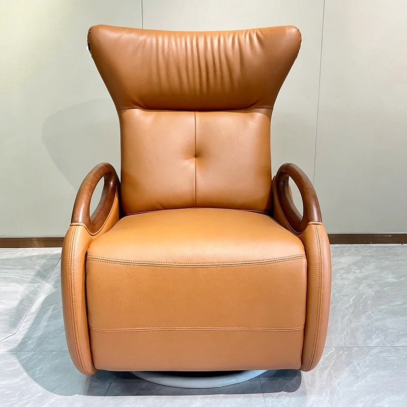 Contemporary Scandinavian Functional Accent Chair: Swivel Design & Reclining Design - Single-Seater Sofa For Living Room
