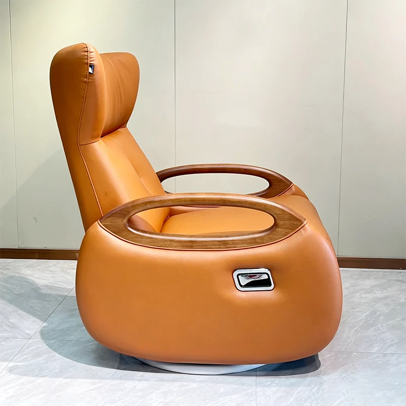 Contemporary Scandinavian Functional Accent Chair: Swivel Design & Reclining Design - Single-Seater Sofa For Living Room