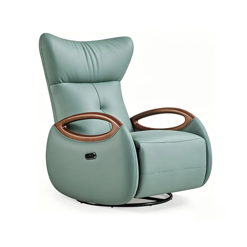 Contemporary Scandinavian Functional Accent Chair: Swivel Design & Reclining Design - Single-Seater Sofa For Living Room
