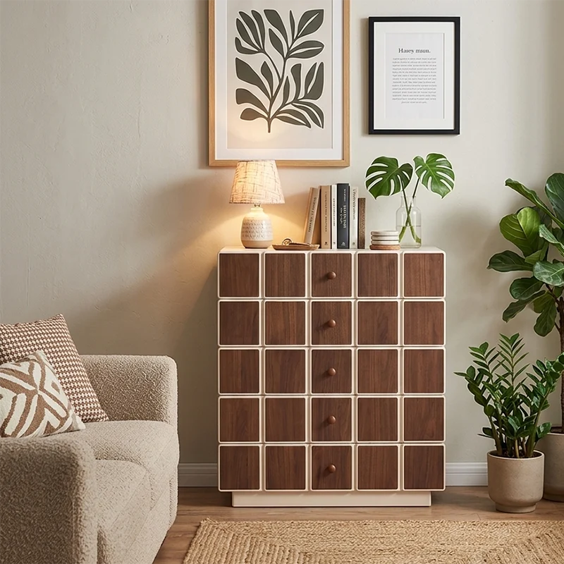 Contemporary Geometric Storage Cabinet: 5-Drawer Dresser Cabinet - Modern Square Storage Chest For Bedroom