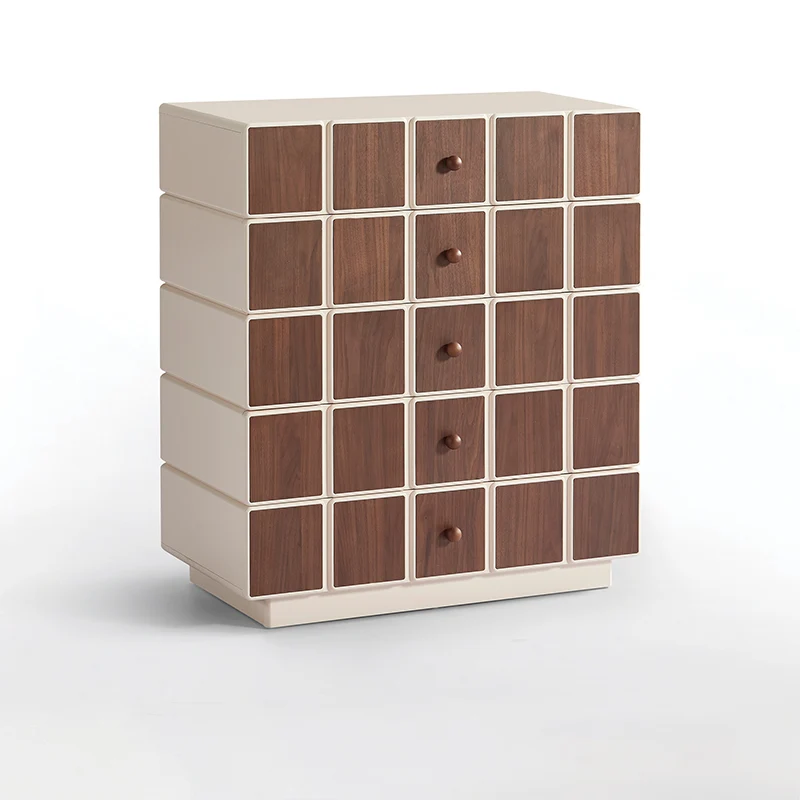 Contemporary Geometric Storage Cabinet: 5-Drawer Dresser Cabinet - Modern Square Storage Chest For Bedroom