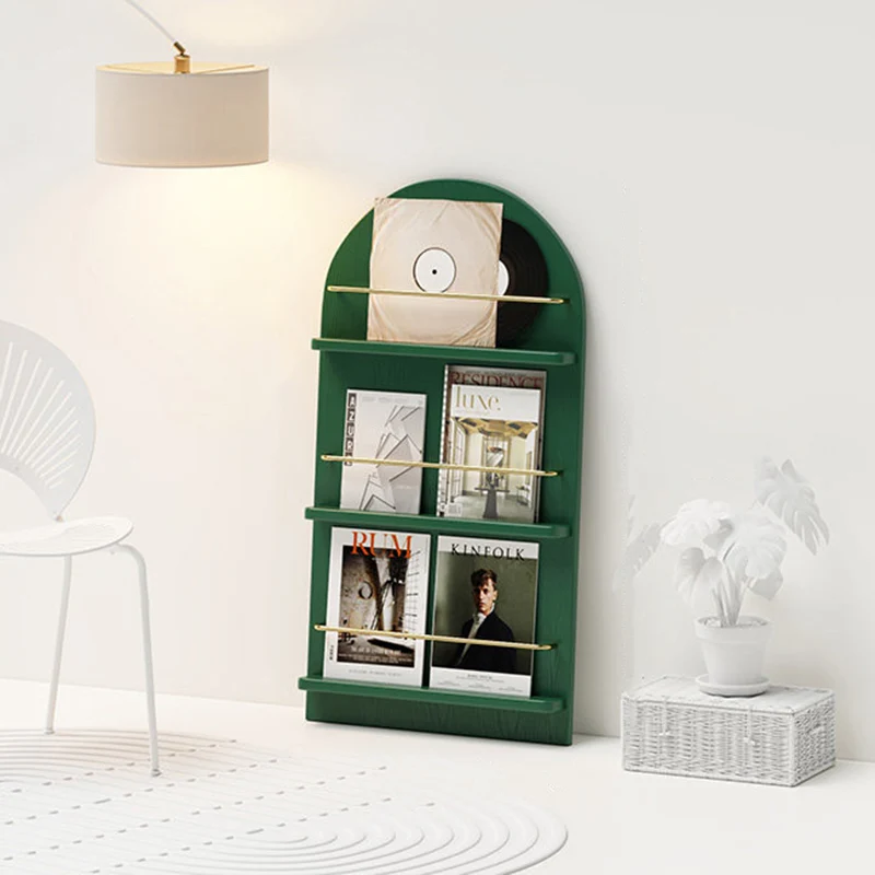Modern Minimalist Rubberwood Arched Floor-Standing Bookshelf 3/4-Layer For Study
