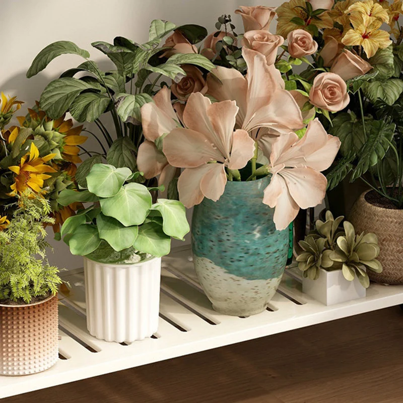 Modern Minimalist Carbon Steel Trapezoidal Movable Indoor Plant Storage Shelf 2-Tier For Living Room & Balcony