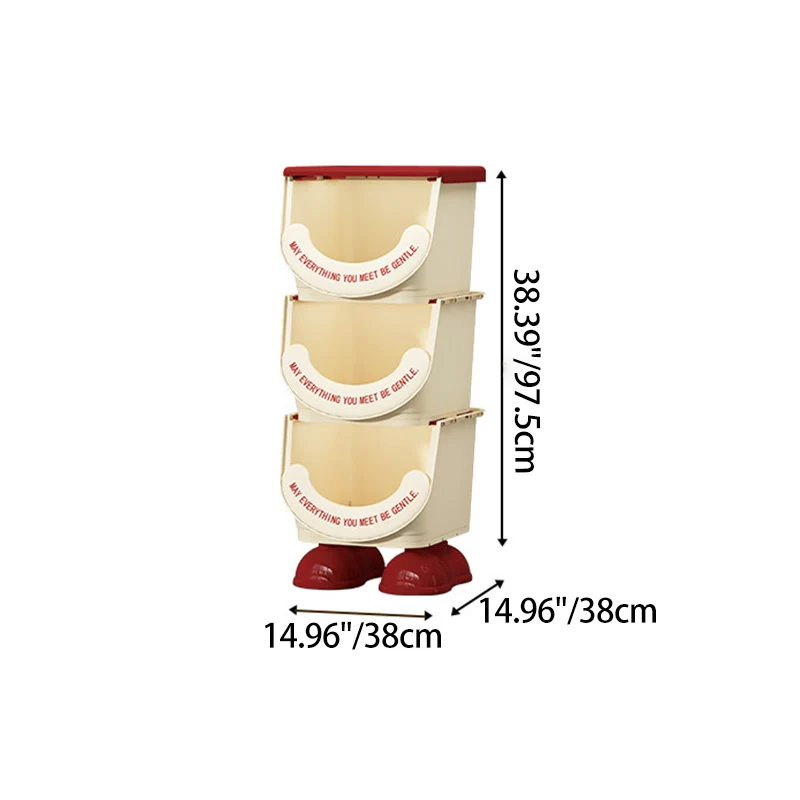 Modern Art Deco PP ABS Cartoon Big-Foot Floor-Standing Kids Toy Storage Shelf 1/2/3-Layer For Living Room