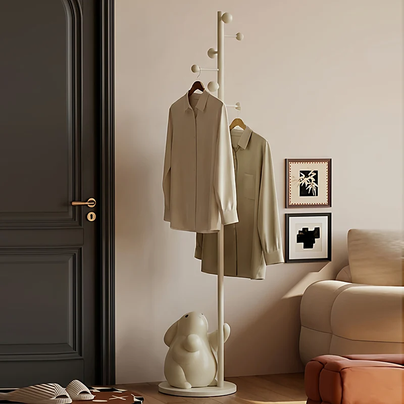 Contemporary Nordic Iron Resin Cartoon Rabbit & Bear Freestanding Kids Hall Tree 8-Hook For Bedroom & Entryway