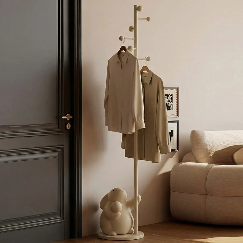 Contemporary Nordic Iron Resin Cartoon Rabbit & Bear Freestanding Kids Hall Tree 8-Hook For Bedroom & Entryway