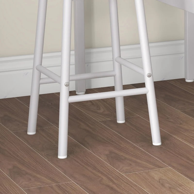 Lot de 3 pièces table haute et 2 tabourets de bar 105 x 40 x 90 cm gain de place assise confortable moderne en MDF blanc 21_0003208