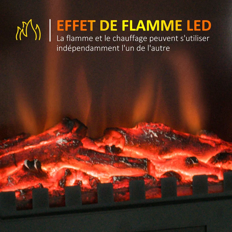 Cheminée électrique sur pied 39 x 23 x 56.5 cm chauffage réglable effet flammes ambiance cosy vintage en métal noir 21_0001103