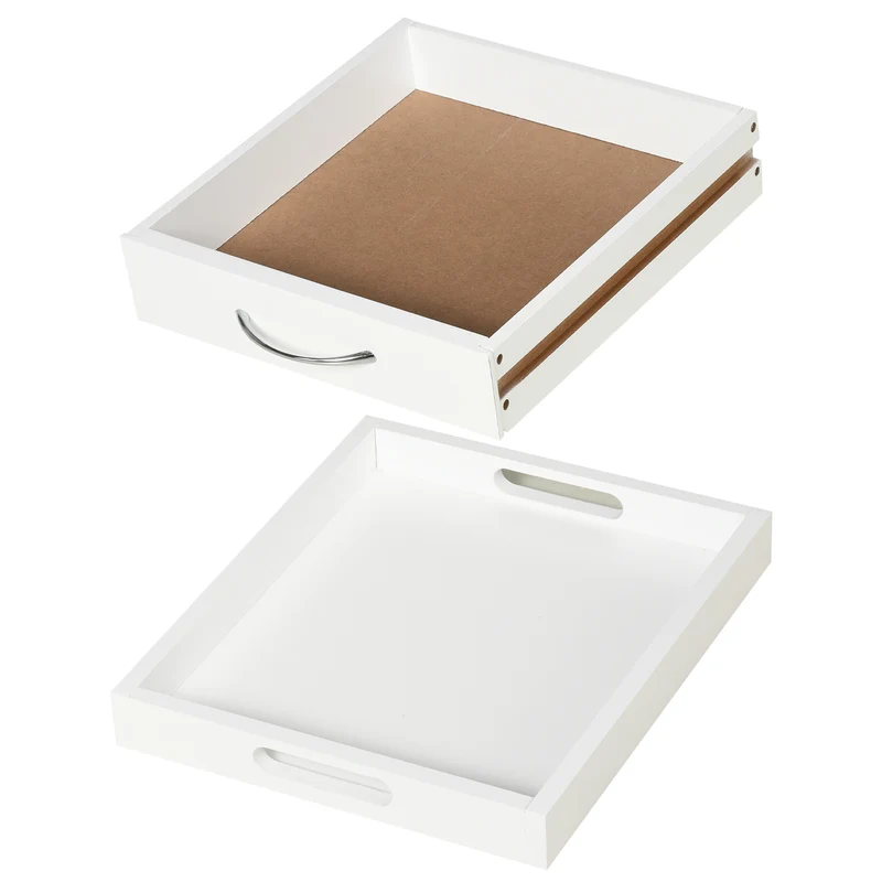 Chariot desserte de cuisine 37 x 37 x 76 cm 2 plateaux gain de rangement scandinave minimaliste en bois de pin blanc 21_0001003