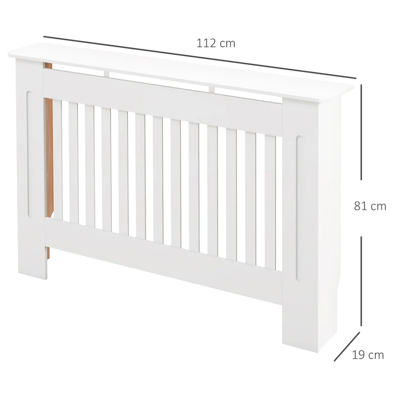 Cache-radiateur à lattes verticales 112 x 19 x 81 cm étagère intégrée circulation optimisée contemporain en MDF blanc 21_0001091