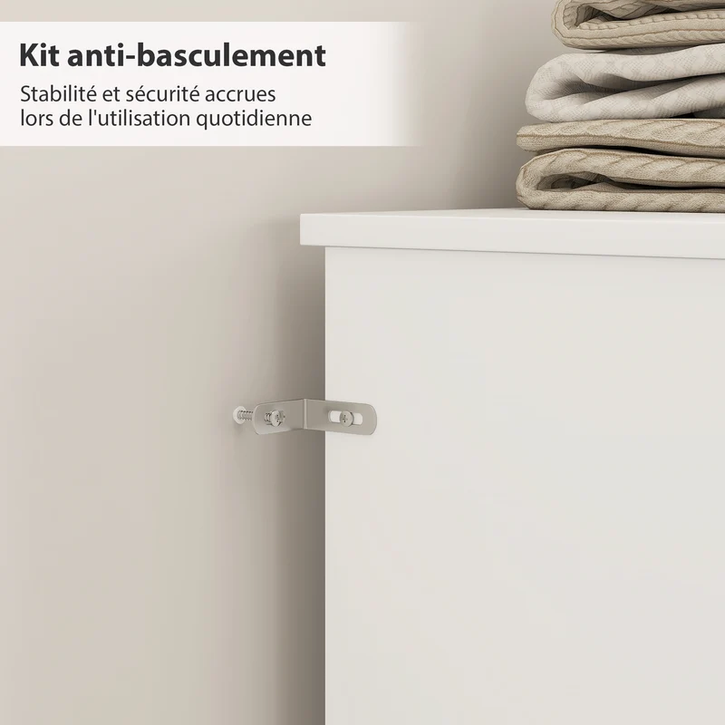 Tête de lit sur pied rangement intégré 140 x 19 x 103.5 cm optimisé 4 compartiments moderne minimaliste en MDF blanc 21_0003756