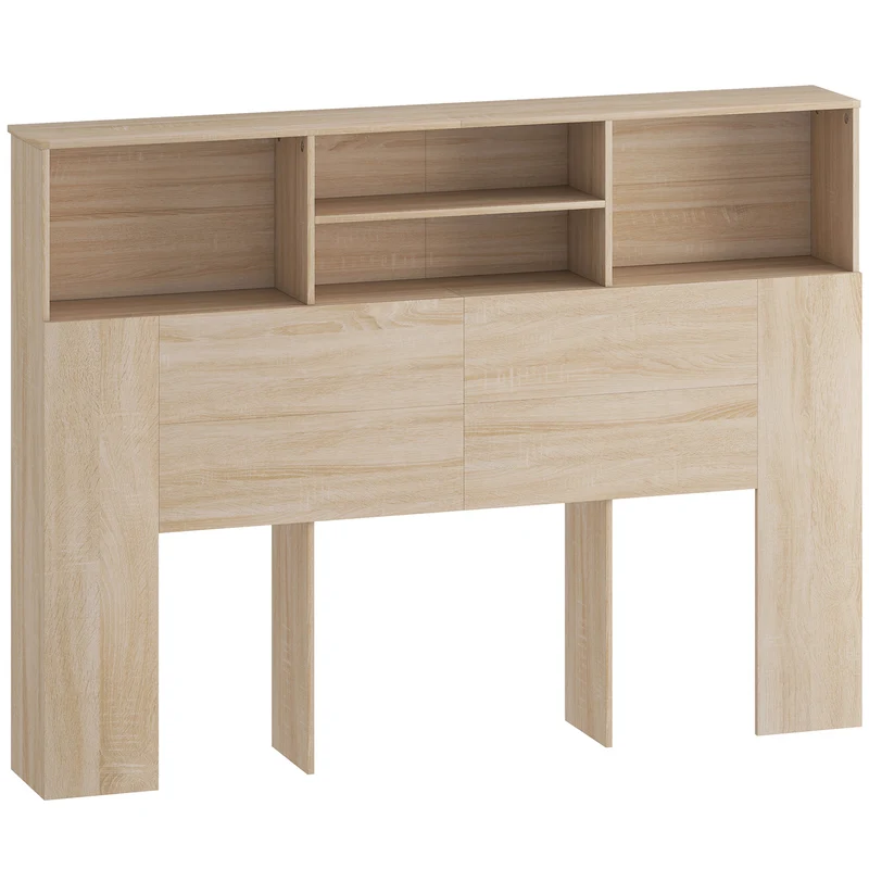 Tête de lit sur pied avec rangement 140 x 19 x 103.5 cm gain de place 4 compartiments moderne épuré en MDF bois naturel 21_0003755