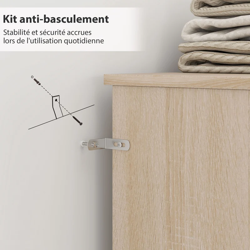 Tête de lit sur pied avec rangement 140 x 19 x 103.5 cm gain de place 4 compartiments moderne épuré en MDF bois naturel 21_0003755