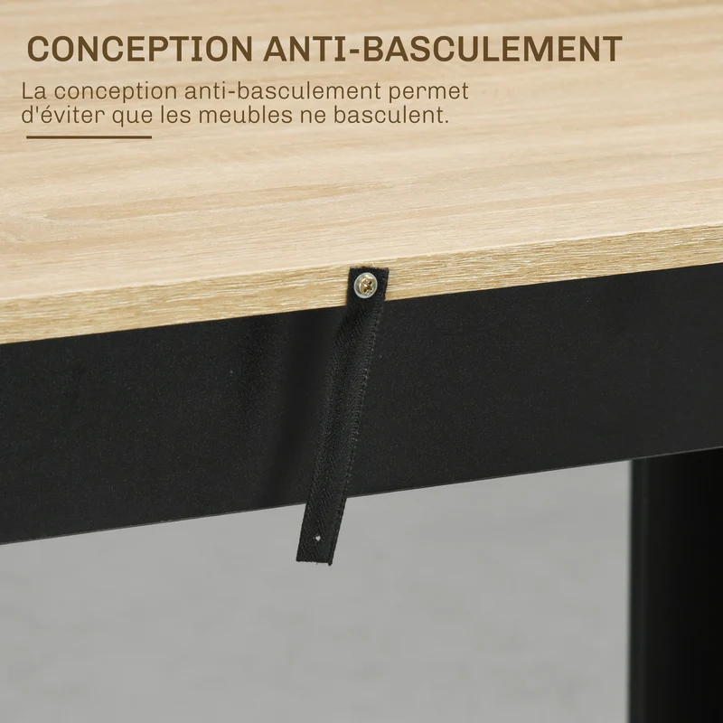 Table de bar mange-debout polyvalente 112 x 57 x 106 cm gain de place 3 étagères moderne en panneau de particules noir 21_0002223