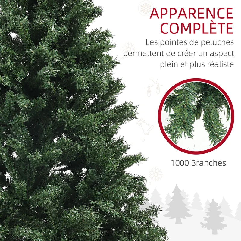 Sapin de noël artificiel forme large 110 x 110 x 180 cm ouverture auto branches ignifuges classique en plastique vert 21_0001372