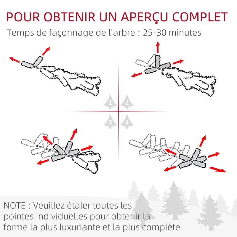 Sapin de noël artificiel forme large 110 x 110 x 180 cm ouverture auto branches ignifuges classique en plastique vert 21_0001372