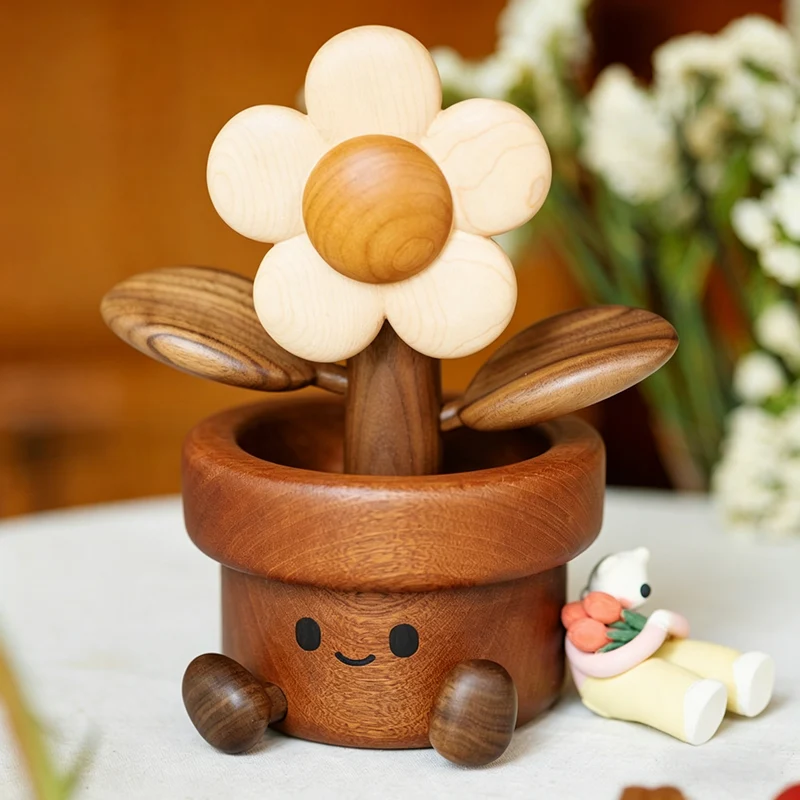 Contemporary Creative Cherry Wood Black Walnut Wood Maple Wood Palisander Sunflower-shaped Table Decor For Living Room & Bedroom