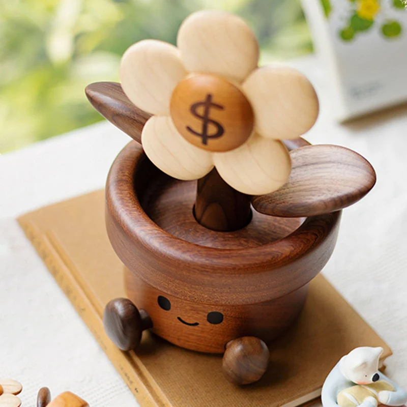 Contemporary Creative Cherry Wood Black Walnut Wood Maple Wood Palisander Sunflower-shaped Table Decor For Living Room & Bedroom