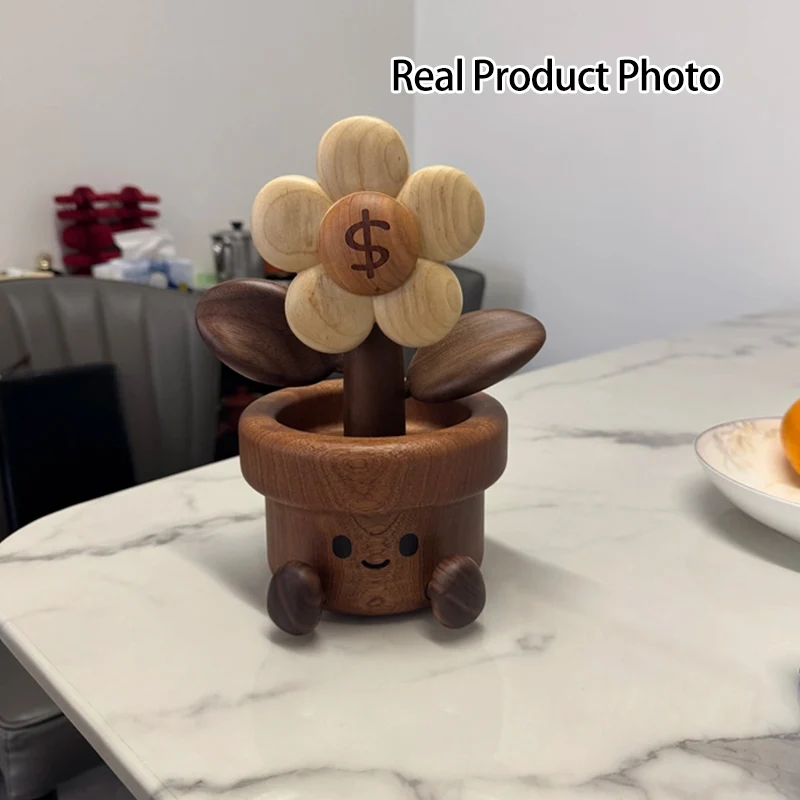 Contemporary Creative Cherry Wood Black Walnut Wood Maple Wood Palisander Sunflower-shaped Table Decor For Living Room & Bedroom