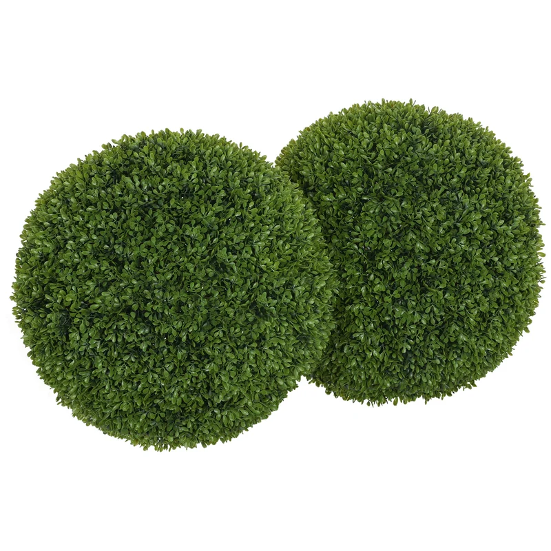 Lot de 2 boules de buis artificielles 40 x 40 x 40 cm faible entretien réalistes décoratif en polyéthylène vert foncé 21_0001302