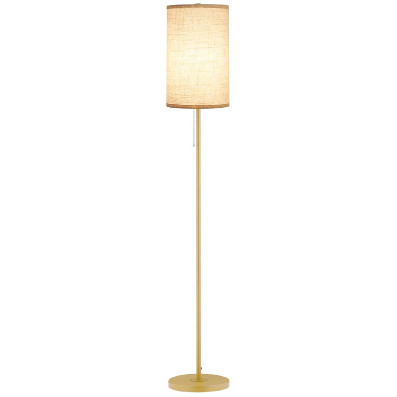 Lampadaire pied mât élancé salon 25.5 x 25.5 x 157 cm lumière douce ambiance cosy design contemporain en acier doré 21_0007026