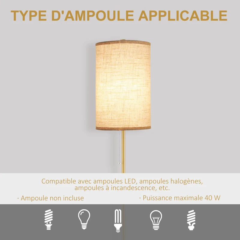 Lampadaire pied mât élancé salon 25.5 x 25.5 x 157 cm lumière douce ambiance cosy design contemporain en acier doré 21_0007026