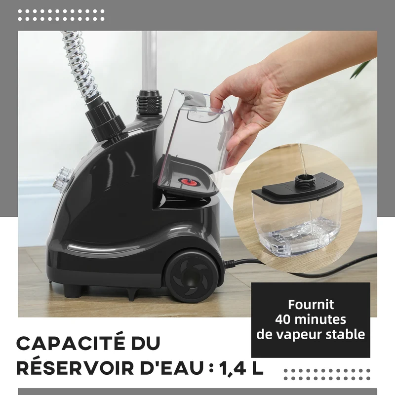 Défroisseur vapeur vertical vêtements 26 x 21,5 x 29 cm 11 températures préchauffage 38s design contemporain en abs noir 21_0005951