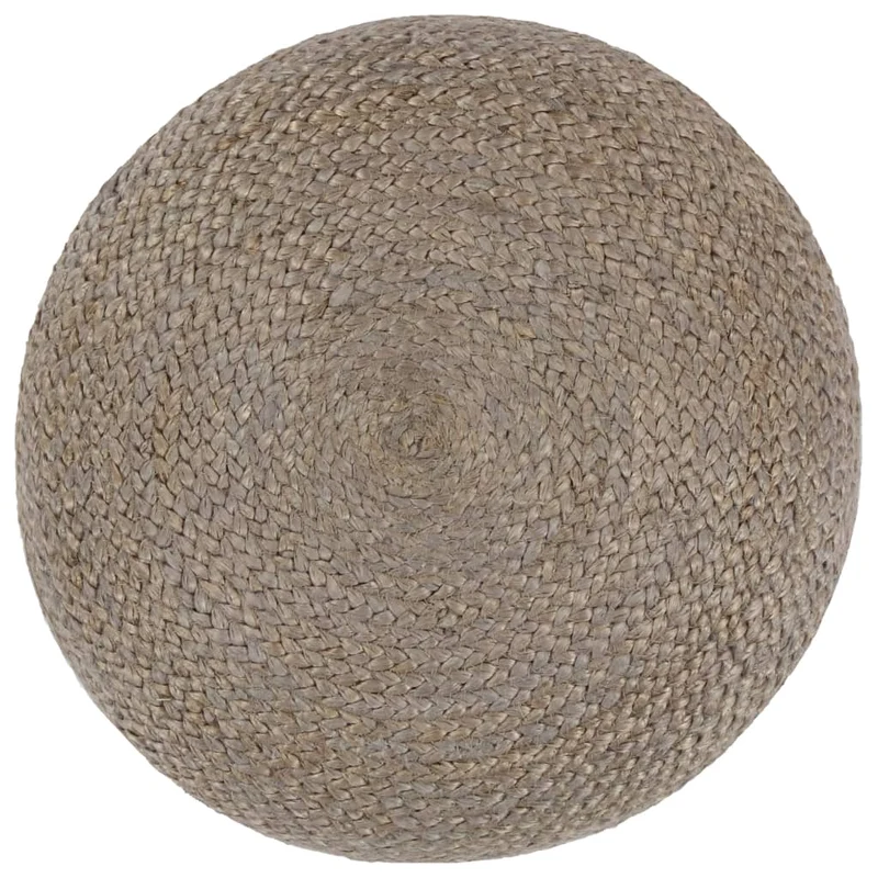 Pouf tabouret repose-pied fait à la main cordes de jute tressées gris 45 x 30 cm DEC029995