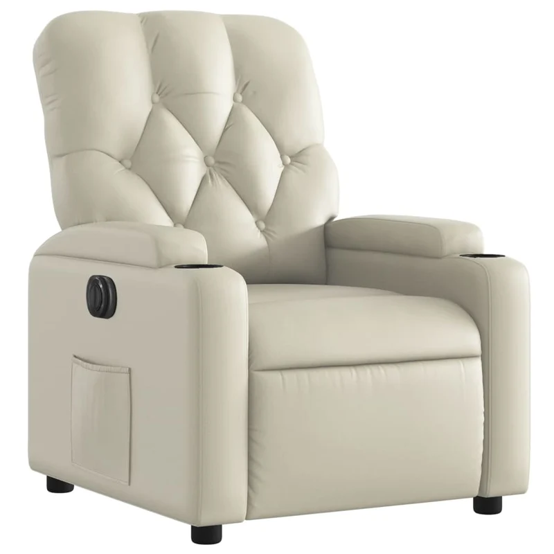 Fauteuil relax TV fonction d'inclinaison électrique très confortable en PVC crème DEC028265