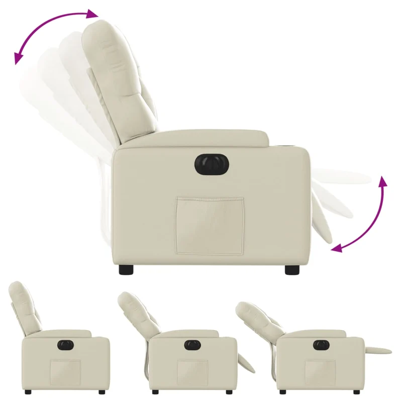 Fauteuil relax TV fonction d'inclinaison électrique très confortable en PVC crème DEC028265