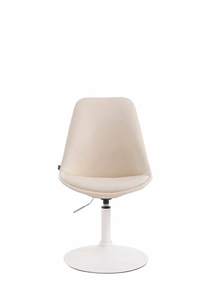 Chaise de salle à manger x1 pivotante hauteur réglable en PVC crème et pied trompette en métal blanc 10_0008272