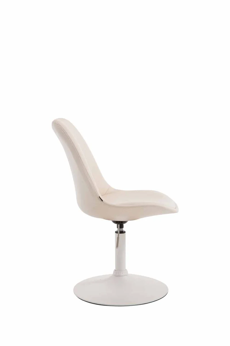Chaise de salle à manger x1 pivotante hauteur réglable en PVC crème et pied trompette en métal blanc 10_0008272