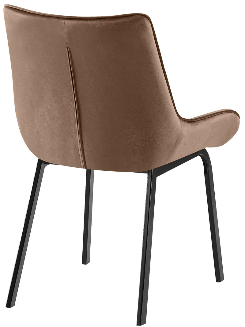 Chaise de salle à manger x1 en velours marron généreusement rembourrée piètement en métal noir 10_0007477