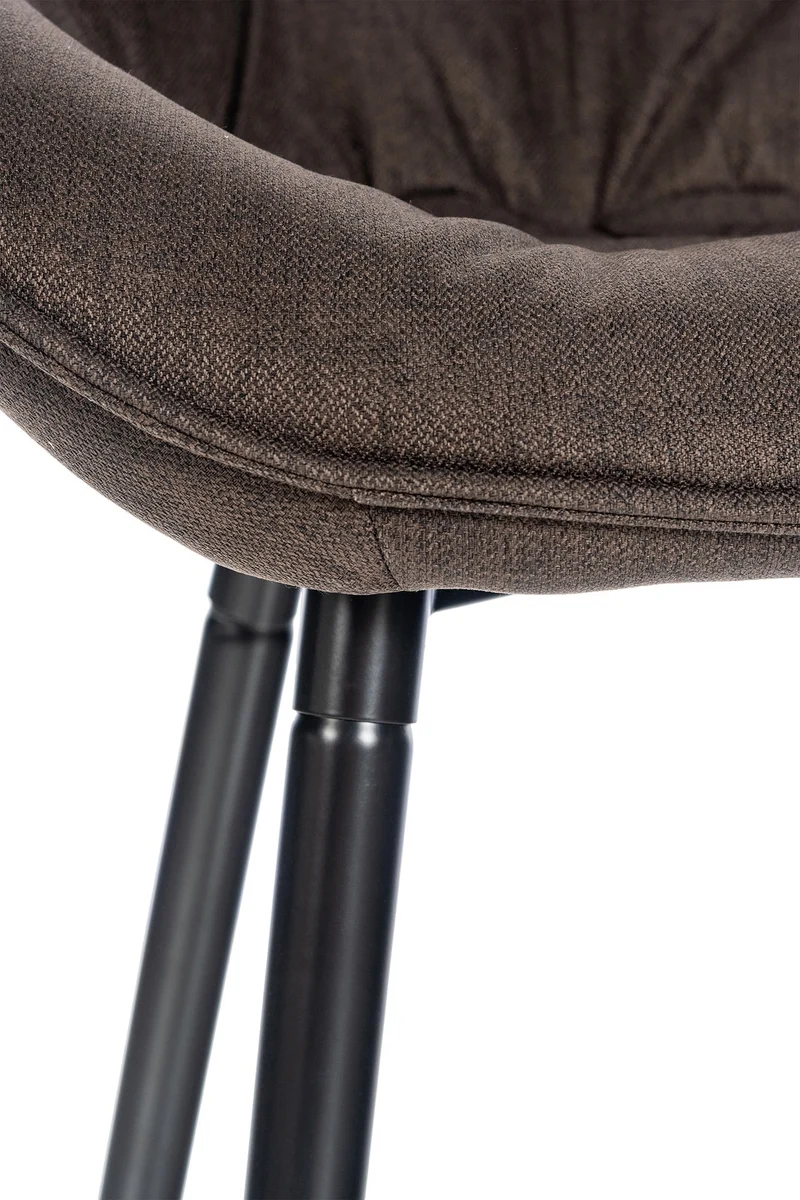 Lot de 2 tabourets de bar moderne en velours marron assise enveloppante capitonnée pieds métal noir 10_0006079