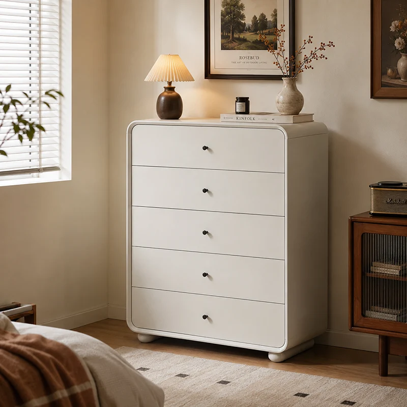 Rounded Edge Design, White Or Peacock Blue Finish Storage Cabinet - Nordic Cabinet With 5/8 Drawers, Durable MDF, Chest Of Drawers For Home Organization For Living Room