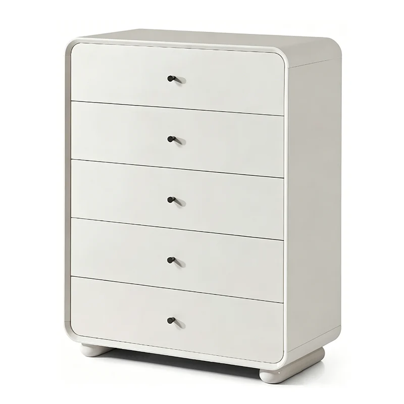 Rounded Edge Design, White Or Peacock Blue Finish Storage Cabinet - Nordic Cabinet With 5/8 Drawers, Durable MDF, Chest Of Drawers For Home Organization For Living Room