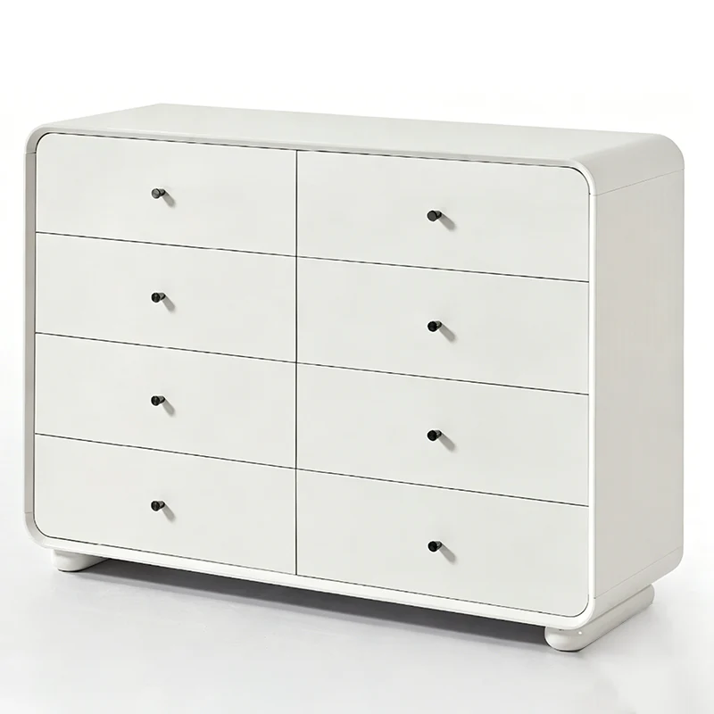 Rounded Edge Design, White Or Peacock Blue Finish Storage Cabinet - Nordic Cabinet With 5/8 Drawers, Durable MDF, Chest Of Drawers For Home Organization For Living Room