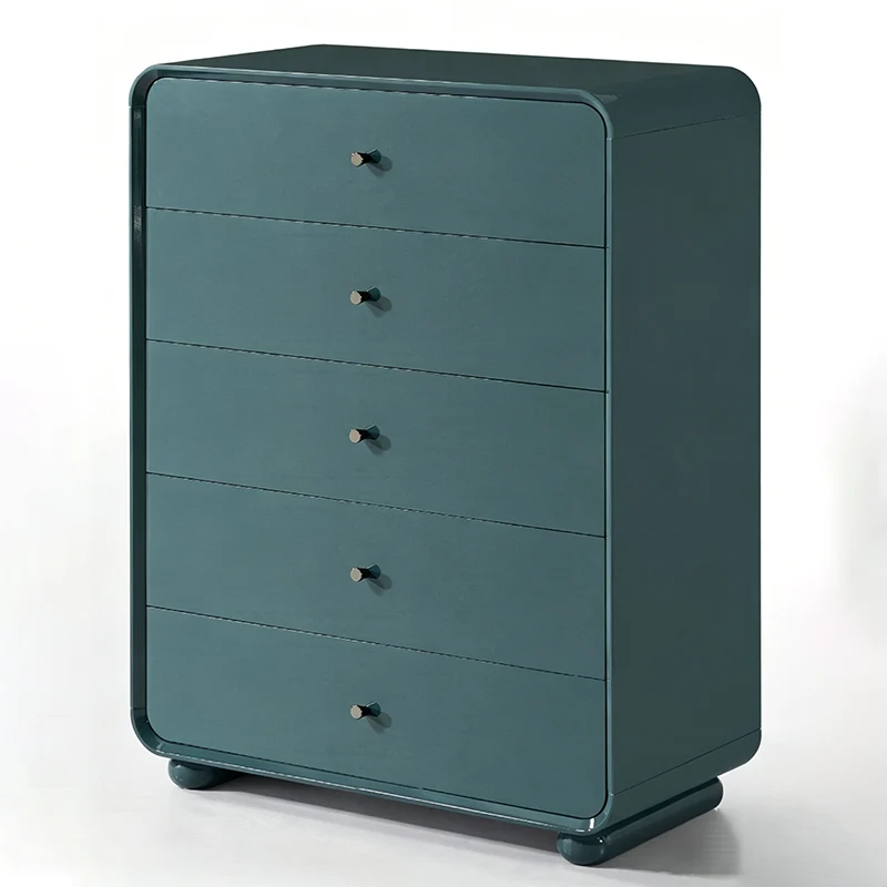 Rounded Edge Design, White Or Peacock Blue Finish Storage Cabinet - Nordic Cabinet With 5/8 Drawers, Durable MDF, Chest Of Drawers For Home Organization For Living Room