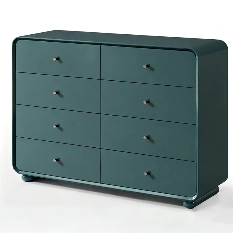 Rounded Edge Design, White Or Peacock Blue Finish Storage Cabinet - Nordic Cabinet With 5/8 Drawers, Durable MDF, Chest Of Drawers For Home Organization For Living Room