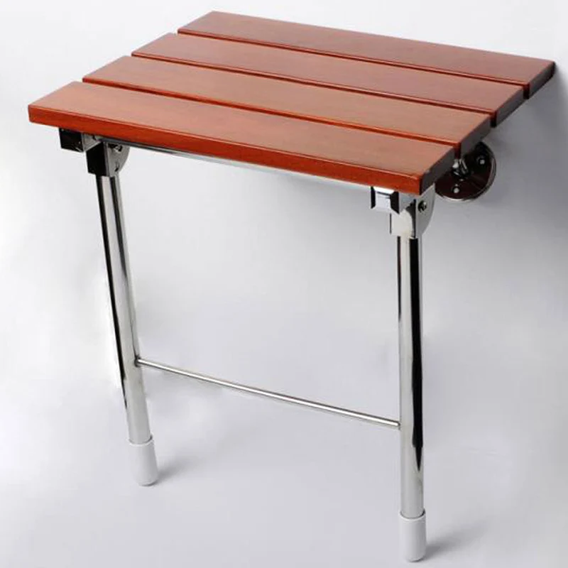 Modern Minimalist Rectangular Wall-mounted Design Wood Stainless Steel Shoe Bench Armless For Entryways