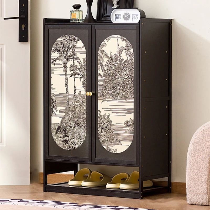 Traditional Chinese Nan Bamboo MDF Rectangular Shoe Storage 6/7-Tier Large Capacity & Dustproof Storage For Entryway