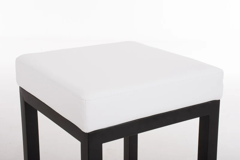 Tabouret de bar x1 avec repose-pieds design simple hauteur d'assise 80 cm en PVC blanc et support en métal noir 10_0005408