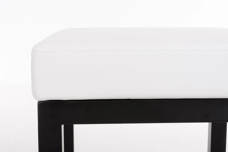 Tabouret de bar x1 avec repose-pieds design simple hauteur d'assise 80 cm en PVC blanc et support en métal noir 10_0005408