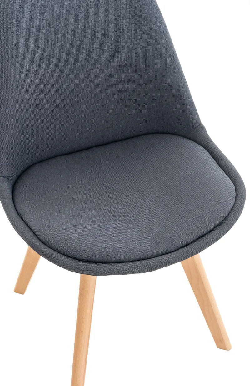 Chaise de salle à manger x1 design scandinave en tissu gris foncé et pieds en bois clair 10_0002293