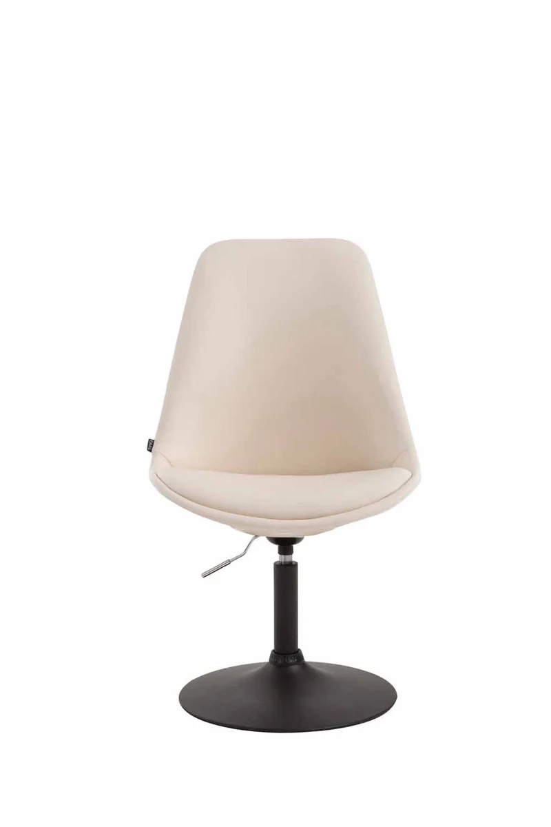 Chaise de salle à manger x1 pivotante hauteur réglable en PVC crème et pied trompette en métal noir 10_0003758