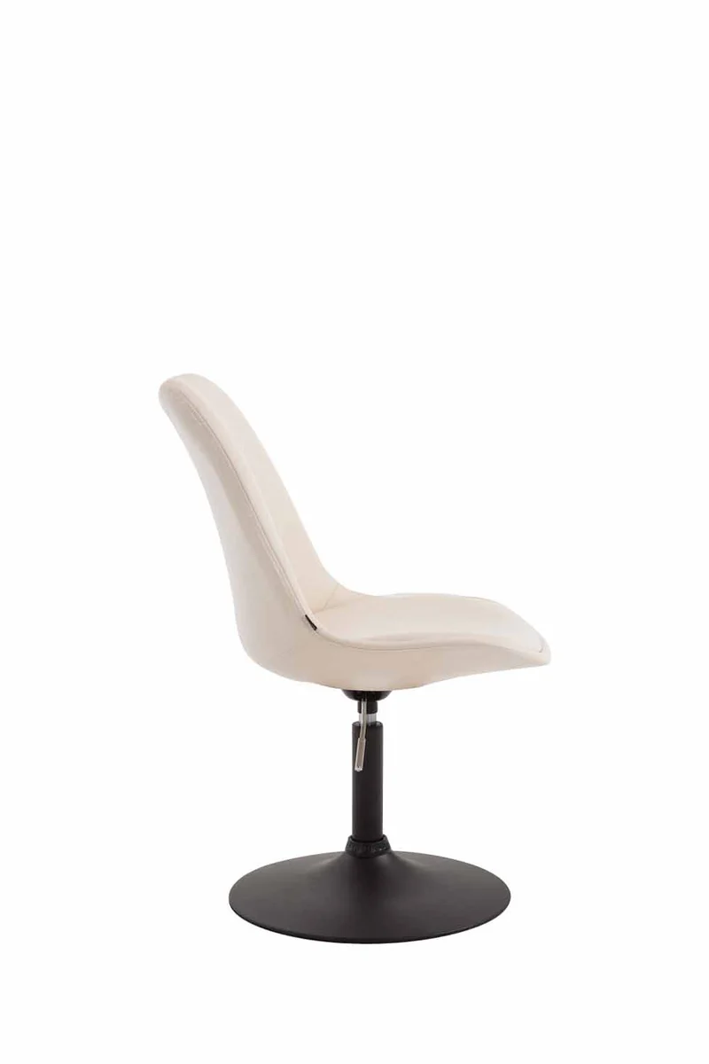 Chaise de salle à manger x1 pivotante hauteur réglable en PVC crème et pied trompette en métal noir 10_0003758