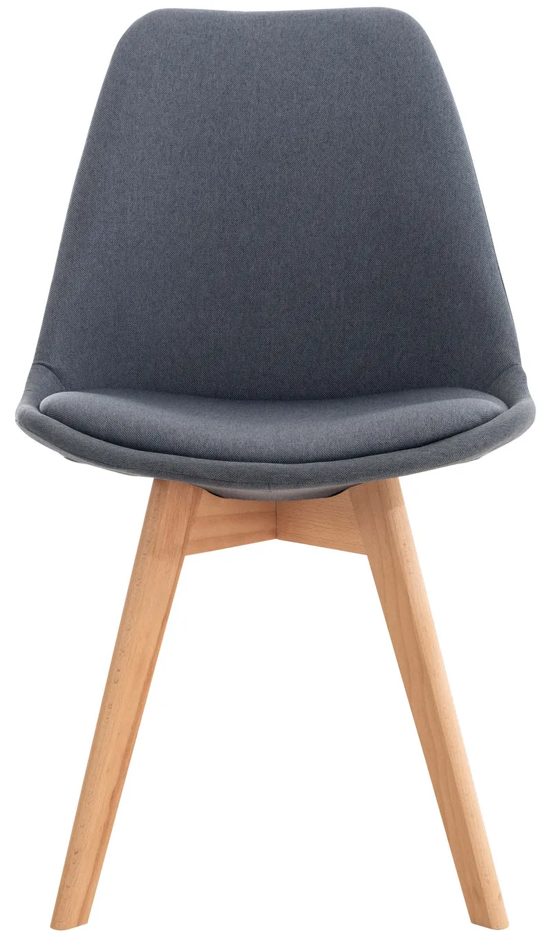 Lot de 4 chaises de salle à manger cuisine bureau style scandinave en tissu gris foncé pieds en bois 10_0000542
