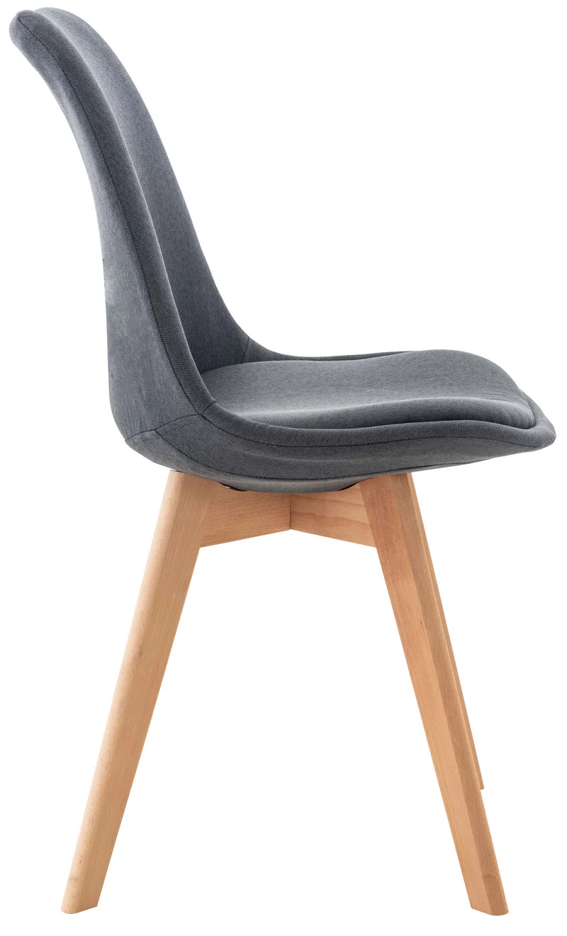 Lot de 4 chaises de salle à manger cuisine bureau style scandinave en tissu gris foncé pieds en bois 10_0000542